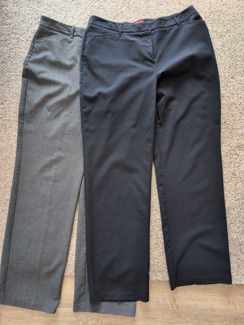 2 Pair Lot 212 Collection Dress Pants Women Gray & Navy Natural Fit 14 Long 14L